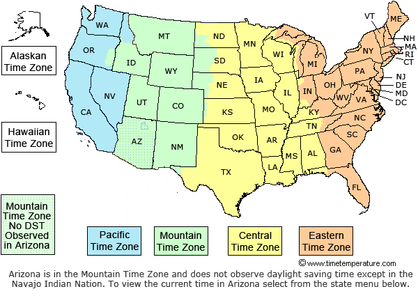 mountain time zone map